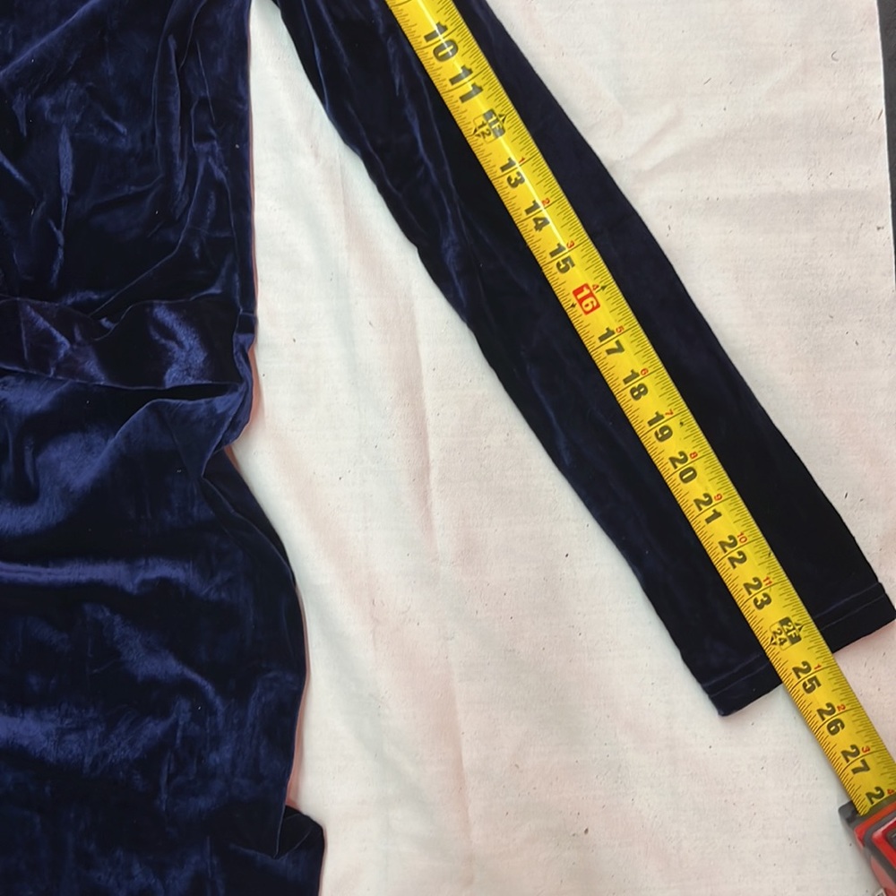 NWOT Royal blue velvet jumpsuit with deep v neckline - Picture 4 of 10